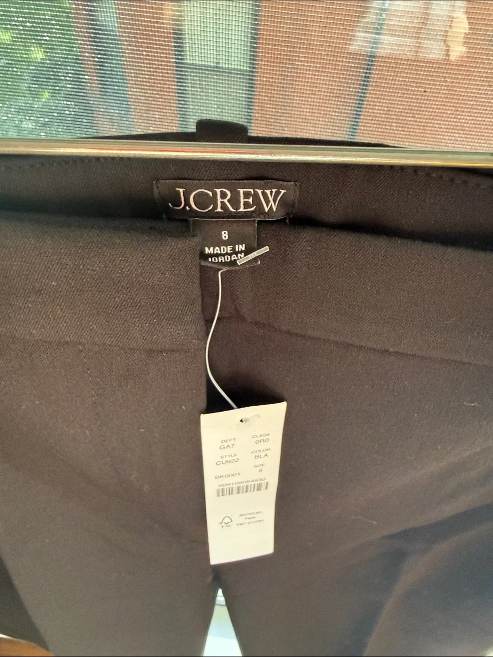 NWT J.Crew Black Tailored Trousers Pants Size 8